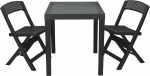 Well Home Garden Set 'Poker' Table + 2 Chairs in Anthracite