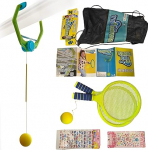 WakkaBall Kids Indoor Swing Ball Game - Hanging Ball on a String for Kids with Adjustable Height & 2 Rackets - Game for Hand-Eye Coordination - Girls & Boys Toy Ages 3+ - Includes Free Stickers