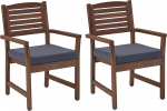 Amazon Aware Upholstered Outdoor Dining Chair Acacia Wood Set of 2 Walnut Brown Load Capacity 220lbs Shaped Back