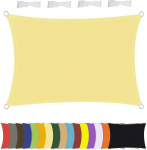 MENGH Sun sail, waterproof, rectangular, weather-resistant, premium polyester, many lengths and widths to choose from, including mounting ropes, rectangular, 2 x 2 m, beige