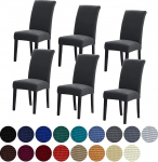 Howhic Stretch Chair Covers for Dining Room Set of 6, Removable Washable Dining Chair Slipcovers, Seat Protector, Great Home Decoration and Banquet Upholstery (Charcoal, 6 Pack)