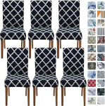 SPRINGRICO Chair Covers for Dining Room, Pack of 6, Stretch Dining Chair Cover, Washable Spandex Kitchen Parsons Chair Protective Covers, Removable Seat Protector for Home or Party (Set of 6, Black