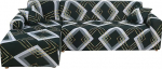 ele Eleoption Set of 2 Three-Seater Sofa Covers for L-Shaped Corner Sofas, Elasticated Stretch Covers with Two Cushion Covers
