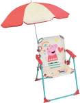 Fun House Children's Peppa Pig Folding Chair Camping Dimensions H 38.5 x D 38.5 x D 37.5 cm + Parasol Diameter 65 cm Multi-Coloured