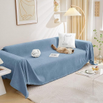 MEETSKY Sofa Slipcover for 3 Pillows, Couch Cover for L Shaped Section Sofa Covers, Couch Protector, Thick Chenille Fabric, Washable, Modern Sofa Towel for Living Room, 231 x 340 cm, Blue