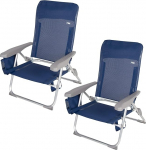 AKTIVE Pack of 2 Beach Chairs, kokkupandav, v&auml;ga kompaktne, mitu asendit, 6 asendit, koos padja ja kotiga, k&auml;epidemed lihtsaks transpordiks, m&otilde;&otilde;tmed 47 x 58 x 87 cm, alumiiniumist.