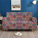 Tr1er Stretch diivanikate 1 2 3 4-kohaline Stretch 3D tr&uuml;kitud universaalne diivanikate koos k&auml;etugedega diivanih&uuml;ppega (Mandala Style, 2-kohaline (145-185cm))