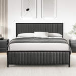 VECELO voodiraam 140 x 200 cm, metallist kaheinimesevoodi, pehmendusega pea- ja jalalaud, voodiraam lamellip&otilde;hjaga, 32 cm k&otilde;rgus voodi all, ei vaja pehmendusvedrustust, hall