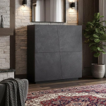 Dmora - Pavel sahtlikapp, 4-ukseline k&ouml;&ouml;gikapp, elutoa buffet, 100% Made in Italy, 120 x 43 x 126 cm, kiltkivi