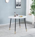 Hallowood Furniture Finley marmori efektiga s&ouml;&ouml;gilaud V&auml;ike &uuml;mmargune laud mustade metalljalgadega s&ouml;&ouml;gituppa, hommikus&ouml;&ouml;giks, kohvikusse, k&ouml;&ouml;ki, kodukontorisse ja kohvikusse, 100 cm