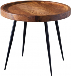 FineBuy &uuml;mmargune k&uuml;ljelaud 46 x 40 x 46 cm Sheesham t&auml;ispuidust metallist kohvilaud, t&ouml;&ouml;stuslik stiilis t&otilde;eline puidust laud, diivanilaud metallist jalad, dekoratiivne laud pruun