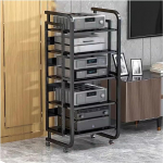 Audio Rack Hi-Fi riiul 43-tolline k&otilde;rge audio riiuli kapp, AV-meedia stend 5 tasandiga ja reguleeritavate riiulitega, meedia tornikapp riiul m&auml;ngukonsoolidele, meelelahutus / plaadim&auml;ngija / stereovastuv&otilde;tjale