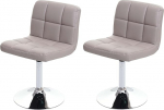 Mendler Kavala 2 p&ouml;&ouml;rdtoolist koosnev komplekt S&ouml;&ouml;gitoolid Faux Leather Chrome Taupehall