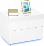 Meerveil &ouml;&ouml;kapp, LED-k&otilde;rgl&auml;ikega &ouml;&ouml;kapp 2 sahtliga, USB-lambi magamistuppa ja elutuppa, 60 x 39 x 45 cm, valge