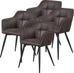 [en.casa] Birminghami s&ouml;&ouml;gitoa toolid 4 k&auml;etoega kontoritoolide komplekt Polsterdatud tool seljatoega tumepruun metalljalgadega 81 x 57 x 53 cm