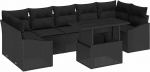 8-teiliges Garten Sofa Set mit Kissen Schwarz Poly Rattan Gartenlounge Model3348959