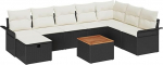 9-teiliges Garten-Sofa-Set mit Kissen Schwarz Poly Rattan, 2-Sitzer Garten-Sofa mit Stauraum & Kissen Schwarz Poly Rattan Gartenlounge Model3360799