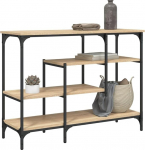 Konsolentisch mit Ablagen aus Sonoma-Eiche, 100 x 35 x 75 cm, Gestell aus robustem Metall und Industriedesign, gro&szlig;er Stauraum, ideal f&uuml;r Eingangsbereich Wohnzimmer