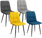 IDMarket - 4 Mila sametist tooli segav&auml;rviline komplekt Sinine, helehall, tumehall, kollane