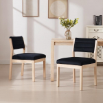 chairus 2 sametist s&ouml;&ouml;gitoa toolid k&ouml;&ouml;gi jaoks Vintage polsterdatud toolid K&ouml;&ouml;gitoolid puidust jalgadega s&ouml;&ouml;gitoa elutuppa (must)