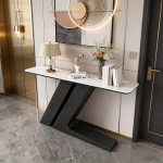 Moodne konsoollaud, elutoa laud, kitsas, esikusse, esikusse, kontorisse, koridori, diivani taha, metallist raamiga, ruumi s&auml;&auml;stev (valge must, 120 x 30 x 85 cm)