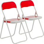 Harbour Housewares v&auml;rvilised pehmendusega kokkupandavad toolid - punane - 2 pakki - kergesti ladustatav kokkupandav metallraamiga laua tool kontorisse, s&ouml;&ouml;gituppa, k&ouml;&ouml;ki