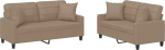 Diivan-set f&uuml;r Wohnzimmer, 3-Sitzer und 2-Sitzer, 2-teilig, mit Kissen, Cappuccino, Kunstleder