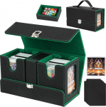 Jaffzora Commander MTG hoiukarp, 3 in 1 Display Case koos k&auml;epidemega, TCG kaartide hoiukarp, mahutab 100 kahepoolset kaarti, must ja roheline