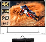 150-tolline 16:9 HD 4K kangas koduteatri ja v&auml;litingimustes kasutamiseks - kokkupandav, tuulekindel, kandekott, sisaldab statiivi ja paigaldustarvikuid.