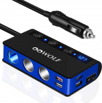 OOWOLF Sigaretis&uuml;&uuml;taja Splitter laadimisadapter - QC 3.0 auto kolmekordne 180 W 12 V / 24 V auto Splitter pistikupesa koos voltmeetri l&uuml;litiga GPS Dash Cam telefoni tahvelarvutile