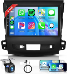 4+64G traadita Carplay Android autoraadio Mitsubishi Outlander 2/Peugeot 4007/Citroen C-Crosser 9-tolline autoraadio koos Android auto navigatsiooniga GPS peeglilink Bluetooth FM/RDS/EQ tagurduskaameraga