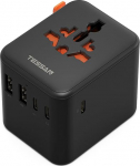 TESSAN reisimisadapter maailmas USB C-ga, reisipistiku adapter maailmas 5 USB-ga, koguv&otilde;imsus 28 W, universaalne reisimisadapter, rahvusvaheline toiteadapter &Uuml;hendkuningriigile, USA-le, Itaaliale, Jaapanile, Austraaliale, must