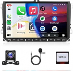 2G + 64G Android 15 autoraadio VW Golf 5 6 Passat Jetta Caddy EOS T5 Tiguan Touran CC Polo 9-tolline HD puuteekraaniga autoraadio koos Carplay Android Auto traadita GPS BT FM/RDS WiFi EQ tagurduskaameraga