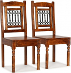 vidaXL 2X Solid Wood Dining Chairs with Sheesham Finish Classic Kitchen Seat