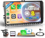 6G + 128G 8 Core Android autoraadio VW Golf 5 6 Passat Polo Tiguan Touran Caddy Skoda Seat 9-tolline autoraadio Traadita Carplay Android auto GPS navigatsioon WiFi Mirror Link Bluetooth FM/RDS/DSP