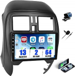 SIXWIN 2+64G Android 13 autoraadio Nissan Micra 2010-2017 koos Carplay/Android Car/Mirror Link, 9-tolline puuteekraan koos WiFi GPS Bluetooth FM/RDS EQ + tagurduskaamera