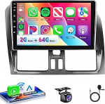 Autoradio 2G + 64G Android 15 Volvo XC60 2008-2013, 9-tolline HD 2.5D puuteekraaniga autoraadio traadita Carplay Android auto GPS Wi-Fi USB Bluetooth FM RDS raadio tagurduskaameraga
