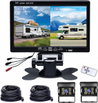 Hikity kahekordne tagurduskaamera komplekt FHD 1080p tagurduskaamerad 7-tolline LCD monitor Kaks 170 &deg; laias nurgas tagurduskaamerat, IP68 veekindel, IR &ouml;ine kaamera komplekt matkaauto, veoauto, haagise, kaubiku jaoks (12-24)