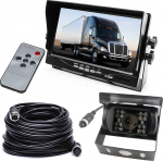 Auto parkimisj&auml;lgimiss&uuml;steem Veekindel 18 LED &ouml;ise n&auml;gemise tagurduskaamera koos 15 m 4-poolse lennunduskaabliga + 7-tolline TFT LCD v&auml;rvimonitor suurele veoautole, bussile, haagissuvilale ja haagisele