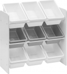 Rebecca Mobili RE6847 Toy Shelving Unit with 9 Removable Boxes MDF Plastic for Montessori Children's Room Dimensions H x W x D: 60 x 65 x 26.5 cm White