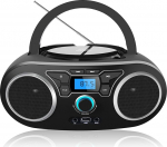 Kaasaskantav CD-m&auml;ngija Boombox Bluetooth ja FM-raadio, USB sisend ja 3,5 mm AUX k&otilde;rvaklapipesa (must)