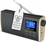 Avantree Soundbyte T kaasaskantav FM-raadio koos Bluetooth-k&otilde;lariga, Bluetooth-heli traadita k&otilde;rvaklappide jaoks SD-kaardi lugeja, laetav ja vahetatav 8-tunnine aku, FM-kanali m&auml;lu