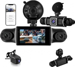360&deg; 4-kanaliline Dash Cam koos 2K esikaamera ja 1080P &uuml;leriigilise j&auml;lgimise, parkimisrežiimi, &ouml;ise n&auml;gemise, WiFi/App, G-sensoriga, loop-salvestusega k&otilde;ikidele autodele - sisaldab 3-tollist IPS-ekraani.