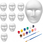 10 maskide pakett k&auml;sit&ouml;&ouml;ks, DIY valge paberimask, paberimaskid, k&auml;sitsi v&auml;rvitud mask isikup&auml;ra, loominguline vaba disain, maskiball, peodekoratsioon, lapsed t&auml;iskasvanud