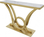 Moderner Goldener Eingangstisch, Konsolen- und Sofatisch f&uuml;r Wohnzimmer, Flur, B&uuml;ro &ndash; stilvoller Akzenttisch f&uuml;r Dekoration und Organisation (120 cm)
