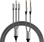 6.56m 1/4" kuni USB-C audioadapteri kaabel, 3.5mm kuni 6.35mm TS adapter, DAC kiip, 3 in 1 1/4 stereokaabel koduteatri v&otilde;imendi jaoks
