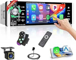 1 DIN autoraadio traadita Carplay Android autoga, 5,1-tolline HD puutetundlik raadio Bluetooth/USB/FM/AM/RDS/EQ/peeglilink/tagasiside kaamera/SWC/MIC-iga