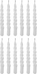 Bloomingville Twist Candles White - 12-ne komplekt - K&auml;sitsi keeratud minik&uuml;&uuml;nlad 100% parafiinist, l&auml;bim&otilde;&otilde;t 1,2 x k&otilde;rgus 11 cm - Stiilsed puuk&uuml;&uuml;nlad ja lauakaunistus, isekustuv, 1 tund kestab.