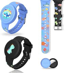 2 Pack veekindel randmepael lastele AirTag Armas Cartoon Reguleeritav IP53 Silikoon peidetud Apple Air Tag hoidja pehme silikoonist kaitsev &uuml;mbris Anti-lost GPS Tracker