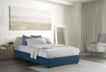 Talamo Italia - Gaia Double Bed with Fabric Cover, 100% Made in Italy, Side Opening, Mattress 120 x 190 cm, Blue
